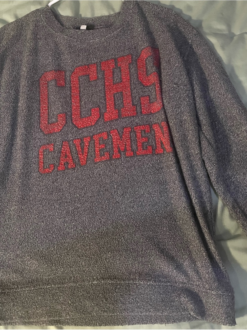 boxercraft Gray Crewneck Sweatshirt with Red CCHS Cavemen Logo